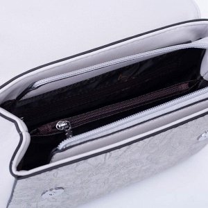 Сумка-мессенджер, отдел на клапане, наружный карман, длинный ремень, цвет серый