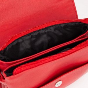 Сумка-мессенджер, 2 отдела на молнии, наружный карман, цвет красный