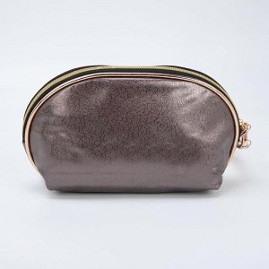 Косметичка-сумочка, отдел на молнии, с ручкой, цвет бронзовый