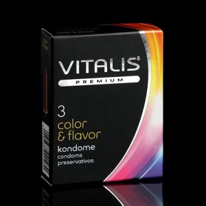 Презервативы VITALIS PREMIUM цветные, ароматизированные, ширина 53mm, 3 шт