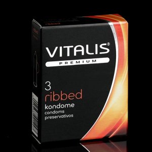 Презервативы VITALIS PREMIUM ребристые, ширина 52mm, 3шт