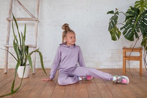 Костюм детский хлопковый с капюшоном цвет Сиреневый
