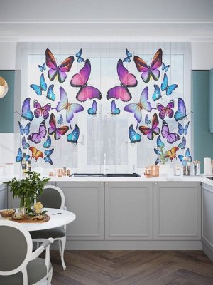 Кухонный фототюль Яркие бабочки 4