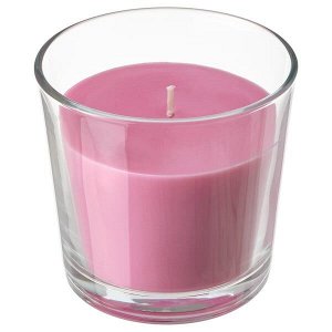 SINNLIG СИНЛИГ Ароматическая свеча в стакане, Вишневый/ярко-розовый9 см