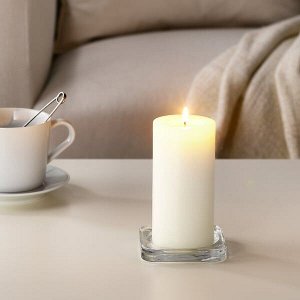 SINNLIG СИНЛИГ Формовая свеча, ароматическая, Сладкая ваниль/естественный14 см