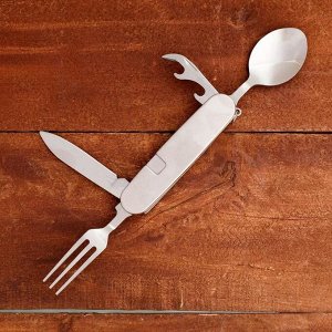 СИМА-ЛЕНД Набор туриста 4в1: нож, вилка, ложка, открывалка, рукоять металлическая