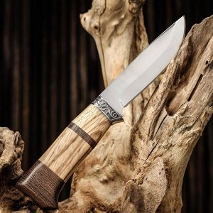 Нож охотничий "Таежник" Мастер К, рукоять дерево с бронзой, клинок 11 см