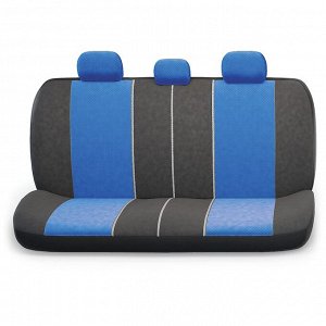 Авточехлы COMFORT COMBO, мультиконтурные, поддержка спины + поддержка плеч + поясничный упор. форм. велюр, 11 предм., карман, 6 молний, чёрн./синий,