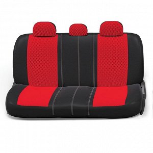 Авточехлы EXTRA COMFORT, анатом. поддержка, форм. велюр, 11 предм., карман, 6 молний, чёрн./красный,