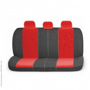 Авточехлы COMFORT, анатом. поддержка, велюр, 11 предм., карман, 6 молний, чёрн./красный