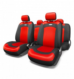 Авточехлы EXTREME, велюр/сетка AIR MESH, 8 предм., 3 молнии чёрн./красный,