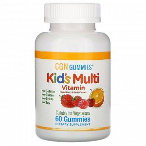 California Gold Nutrition, Поливитамины для детей в жевательных таблетках, без желатина, с ягодным и фруктовым вкусами, 60 жевательных таблеток