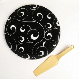 Подставка для торта «Марокко», d=30 см, с лопаткой, цвет чёрный, в подарочной упаковке