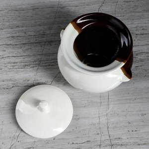 Горшочек для запекания бело-коричневый, 0,45 л, керамика