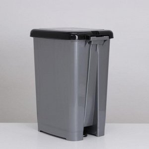 Ведро для мусора с педалью DDSTYLE «Слим», 60 л, цвет серо-чёрный