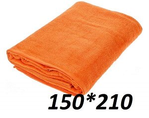 Простынь махровая оранжевая 150*210