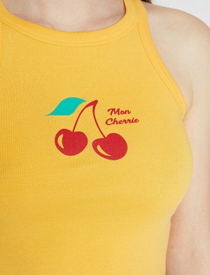 KOTON Желтая майка с вишнями
