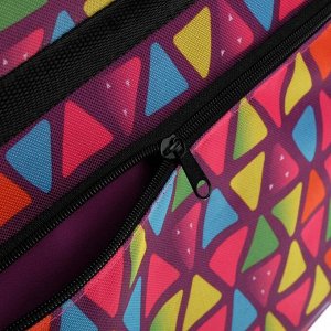 Папка А3 с ручками каркасная, текстиль, 40 мм, 420 х 300 мм, «Вдохновение», с внешним карманом, «Треугольники»