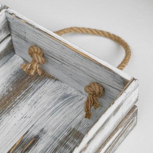 Подарочный ящик 30*20*10 см деревянный с откидной крышкой, с замком, ручка, состаренный