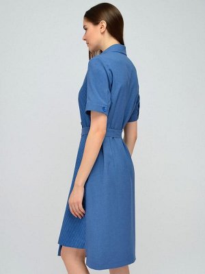 Платье синее ассиметричного кроя с поясом