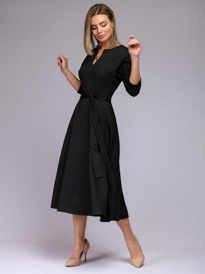 Платье черное длины миди с рукавами "летучая мышь"