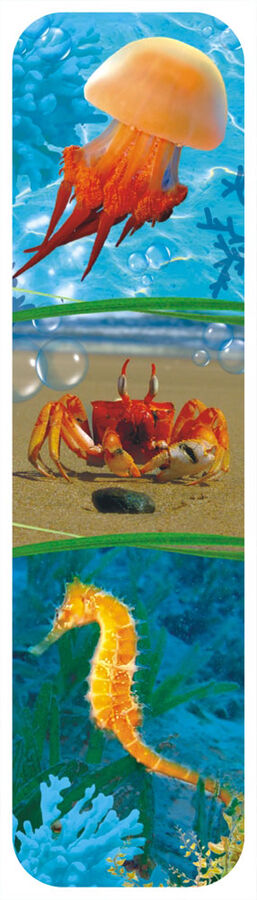 Картонная закладка "Морские обитатели" с глиттером