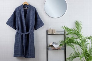 Халат "Бохо" кимоно синий , 100% хлопок