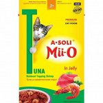 A-Soli Mii-O для кошек Красное мясо тунца в креветочном соусе 80г ПРОМО НАБОР 8+1 всего 9 шт.