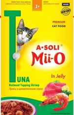 A-Soli Mii-O д/к пауч Красное мясо тунца в креветочном соусе 80г ПРОМО-НАБОР (1+1) всего 2шт. по 80г
