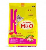 A-SOLI Mii-O д/котят Домашняя птица, лосось 1,2кг ПРОМО НАБОР (+4 пауча A-Soli Mii-O 80г) *6