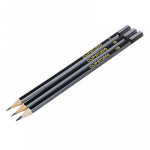 Карандаши черно-графитные чертежные, набор 3 шт/Набор простых карандашей, Карандаш простой