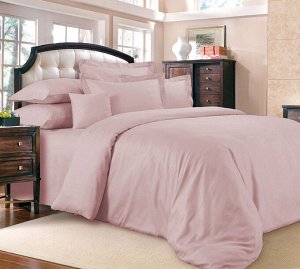 Элитное постельное белье сатин &quot;Soft Pink&quot; 2 сп. с простыней на резинке 140х200