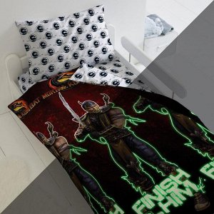 КПБ 1.5 "Mortal Kombat" Neon Скорпион 143х215, 150х214, 70х70см 1шт, поплин 105гм хл100%