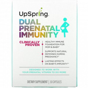 UpSpring, Dual Prenatal Immunity, средство для укрепления иммунитета в дородовой период, 30 капсул