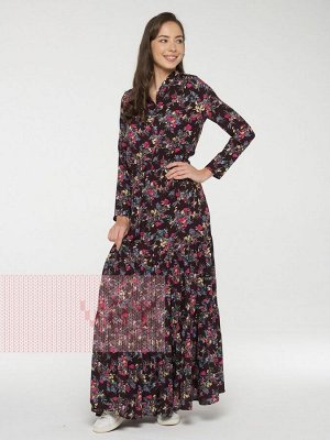 Платье женское 211-3634 Ш74 т.сливовый цветы
