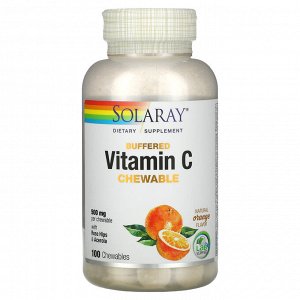 Solaray, жевательные таблетки с буферизованным витамином C, натуральный ароматизатор «Апельсин», 500 мг, 100 шт.