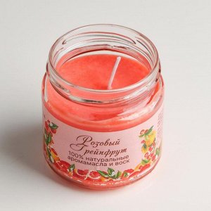 Натуральная эко свеча &quot;Розовый грейпфрут&quot;, 7х7,5 см, 14 ч