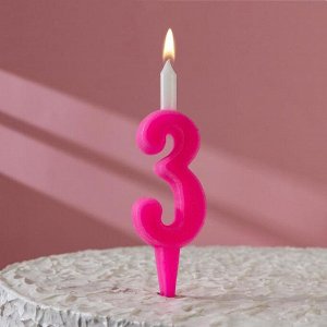 Свеча для торта цифра "Классика" "3" розовая