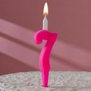 Свеча для торта цифра "Классика", 12 см, цифра "7" розовая