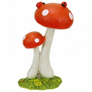 Скульптура-фигура для сада из полистоуна "Два гриба с жуками
