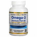 California Gold Nutrition, омега-3, рыбий жир премиального качества, 100 капсул из рыбьего желатина