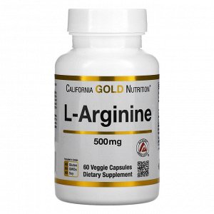 California Gold Nutrition, AjiPure, L-аргинин, 500 мг, 60 растительных капсул