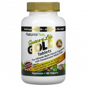 Nature&#039;s Plus, Source Of Life Gold Tablets, Ultimate Multi-Vitamin Supplement, 180 Tablets