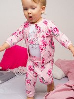 Комплект детский трикотажный для девочек: боди, брюки, кофточка