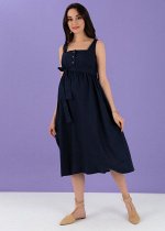 Летнее платье-сарафан с пуговицами и поясом для беременных и кормления &quot;Даника&quot;; синий