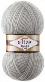 Пряжа ALIZE Angora real 40 Plus / 614 серый меланж