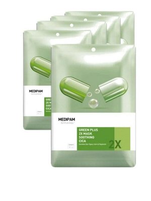 MEDIPAM Маска для лица Двойной уход успокаивающая с центеллой / MEDIPAM Green Plus 2x Mask Soothing Cica (20мл)