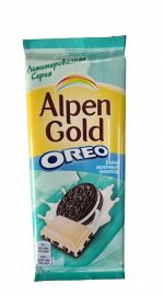 Шоколад Alpen Gold Орео молочный и белый шок с кус.печ 90г