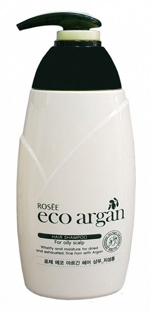 KR/ROSEE ECO ARGAN Шампунь для жирных волос Hair Shampoo for oily scalp (Арган), 500мл/ дозатор