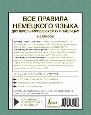 Антонов М.С., Компаниец И.М., Компаниец Л.В. Все правила немецкого языка для школьников в схемах и таблицах. 5-9 классы